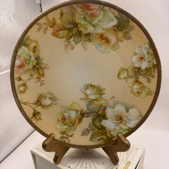 Royal O&EG Other - Royal O&EG Hand Painted Floral Serveware Plate 8 7/8 “ Beige Green Jann